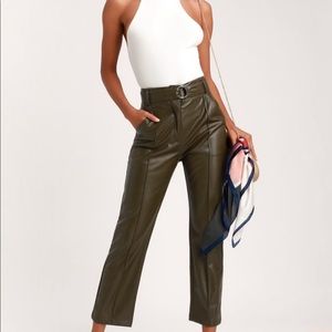 Lulu’s Leanna Olive Green Vegan Leather Belted